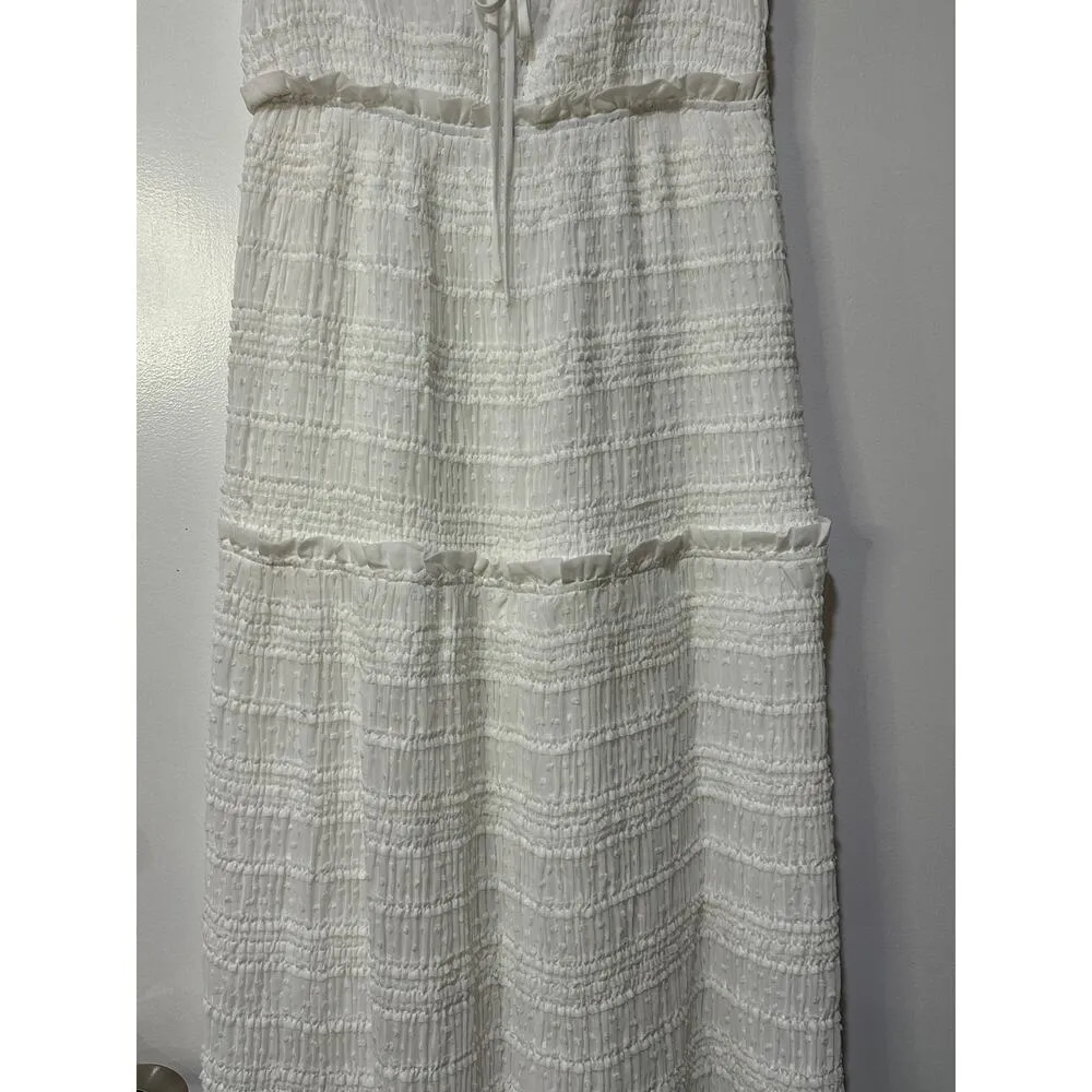 Lost + Wander Calla Lily White Tiered Midi Dress Sz Medium NWT Feminine Romantic - Image 6