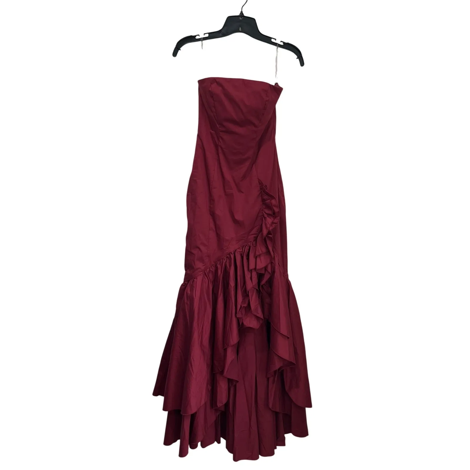 Babyboo Angelina Strapless Ruffle Maxi Dress NWT Burgundy Formal Gown Sz Small - Image 2