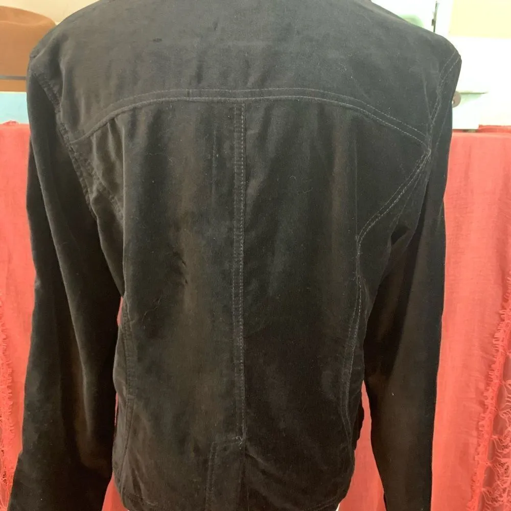 Y2K black velvet fitted Shacket L Black Size L - Image 3