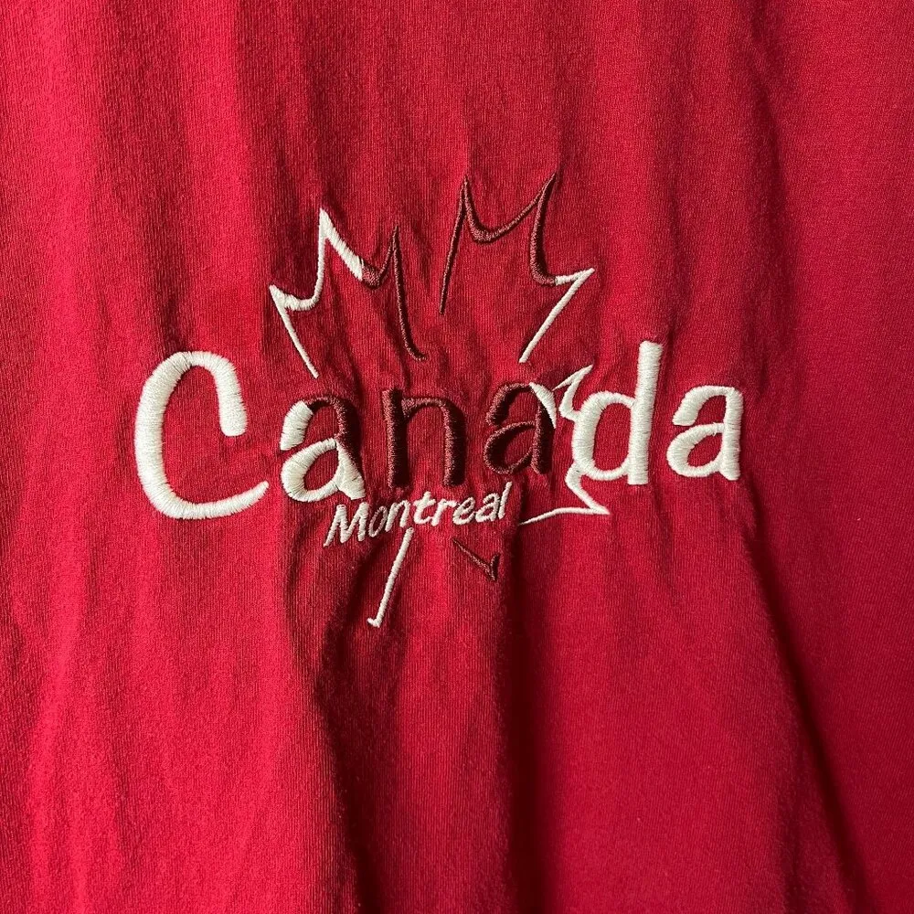 Vintage Y2K Canada Montreal T Shirt Red XL Extra Large Maple Leaf Embroidered - Image 12