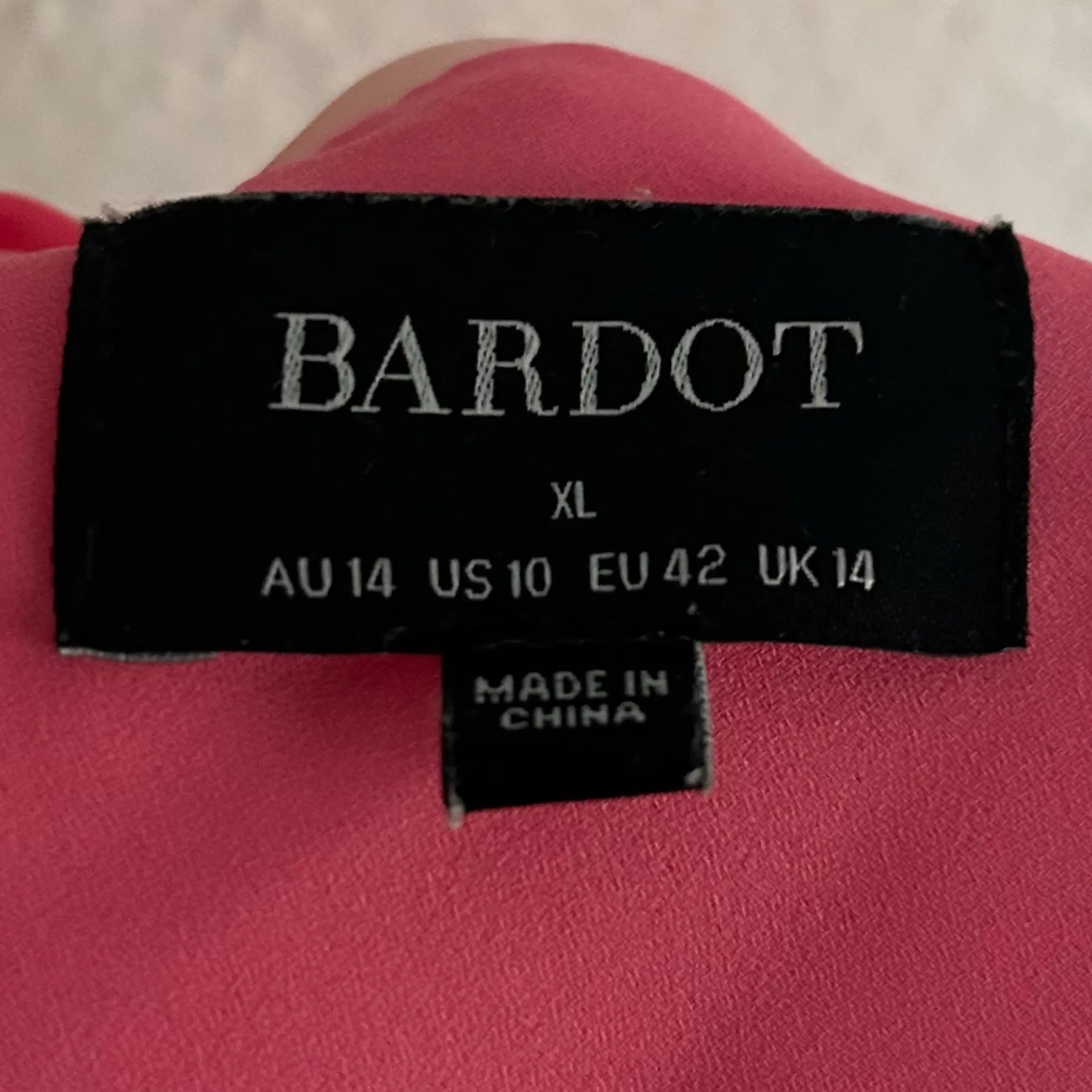 BARDOT Malinda Slip Dress Pink Abstract Back Tie Pink White Sz XL US 10 - Image 7