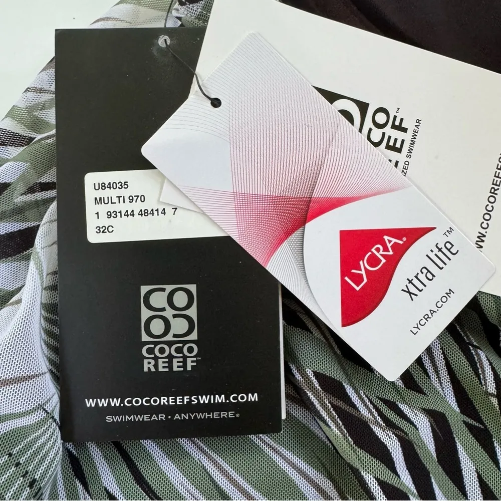 Coco Reef Endless Summer Palm Mesh Layer Underwire Tankini Top Swimsuit Size 32C - Image 10