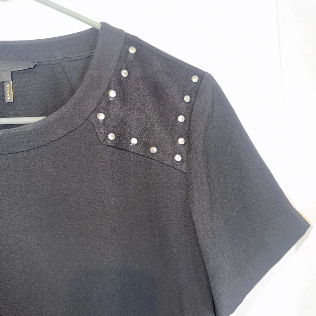 Maje Black Studded Short Sleeve Top - Image 7