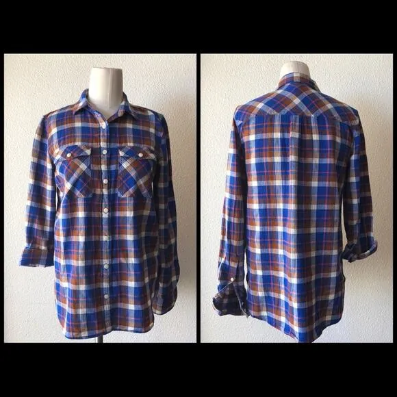 JCREW Plaid button Down shirt camping casual sz 00 cabin winter - Image 2