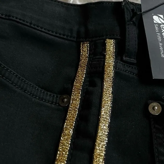 7 for All Mankind B(air) Skinny Jeans 25 Black Gold Side Striped NWT - Image 13