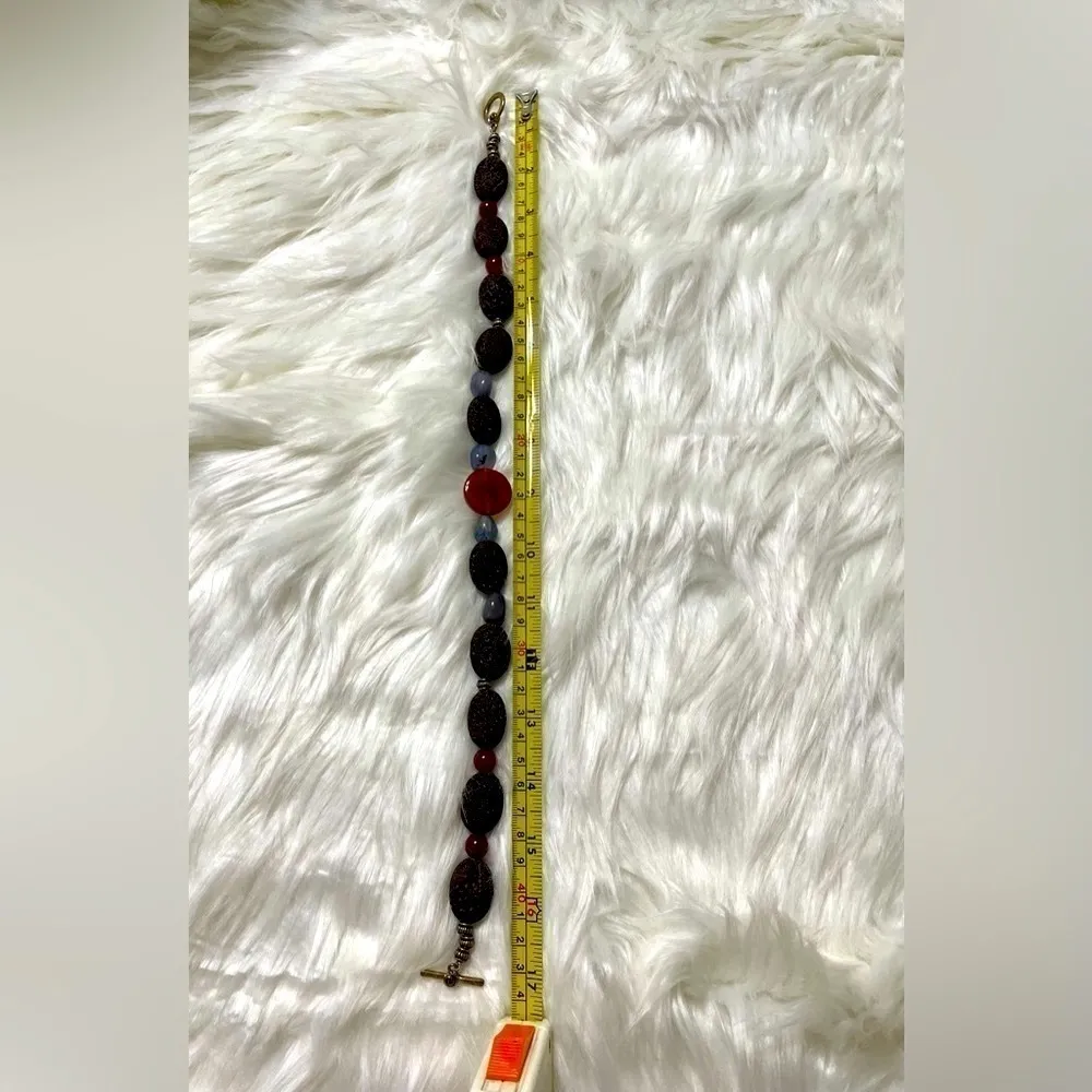 Beaded Stone Chunky Statement Necklace With Toggle Closure NWOT - Image 8