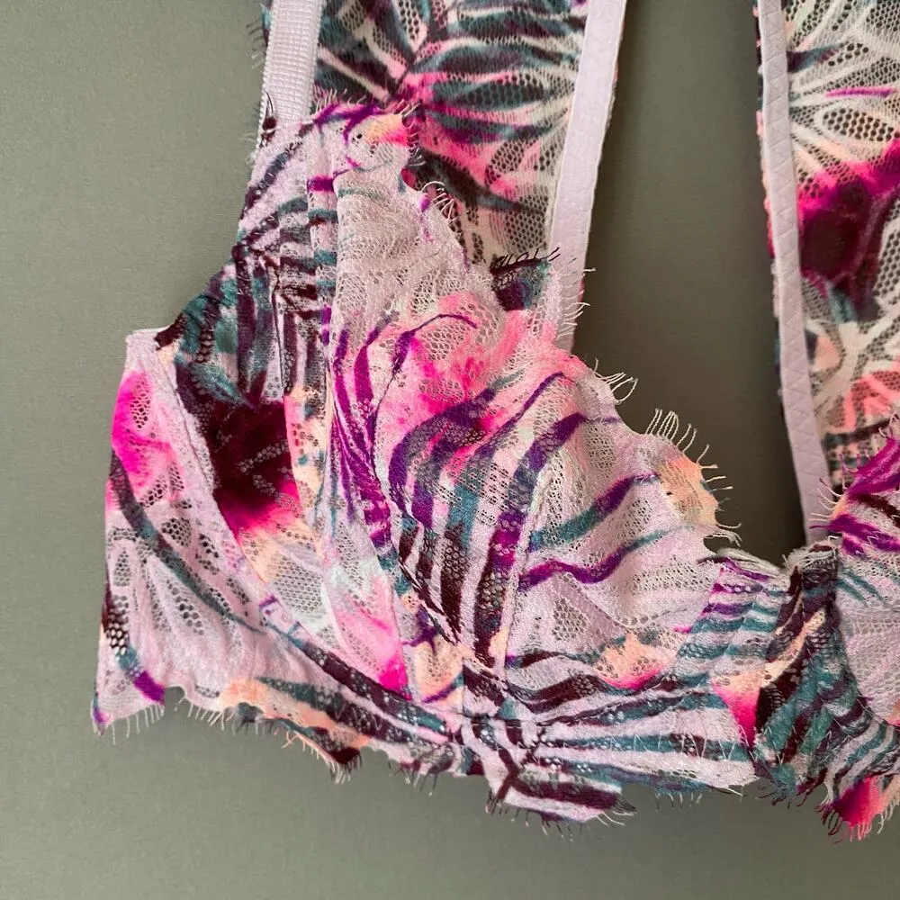 Victoria's Secret Pink sz 34D pink‎ purple lace bralette - Image 2