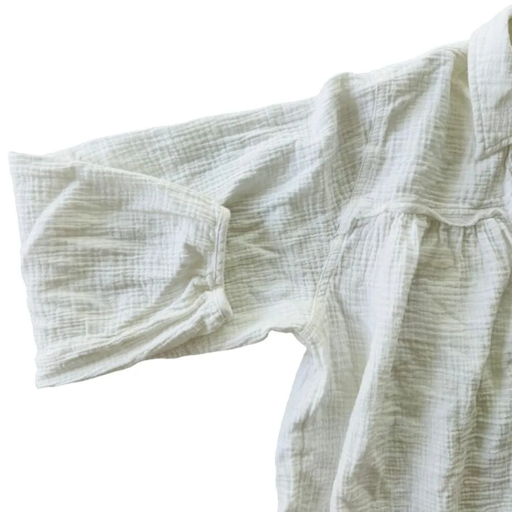 Free People Yucca Top Optic White Size Small Puff Sleeve Cotton Gauze Light - Image 5