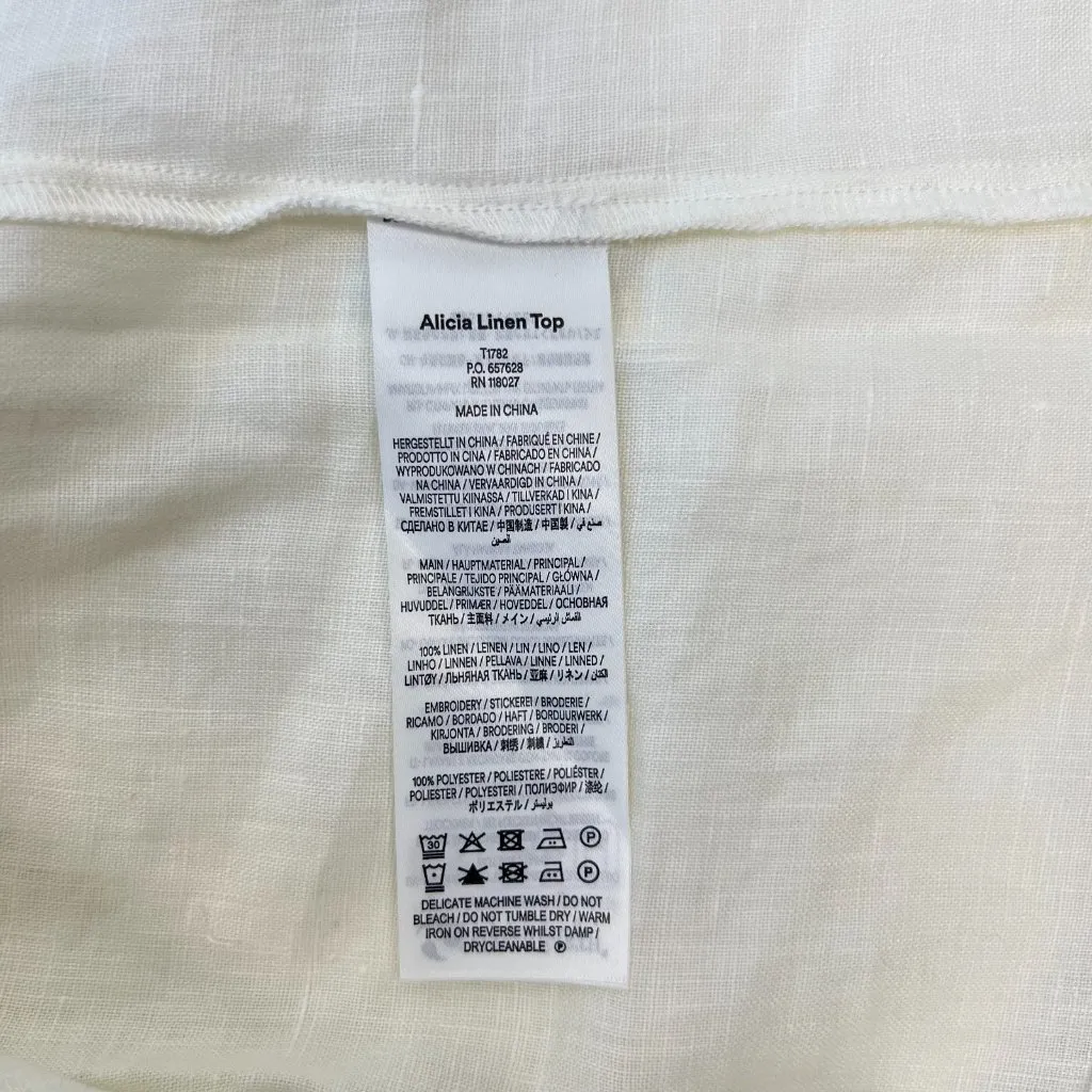 NWOT Boden Embroidered Floral Ivory Long Sleeves White Linen Top Shirt Blouse 12 - Image 10