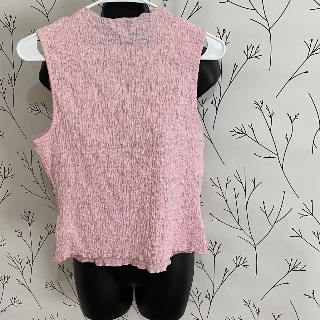 Bar III Pink Textured Sleeveless Blouse - Image 2