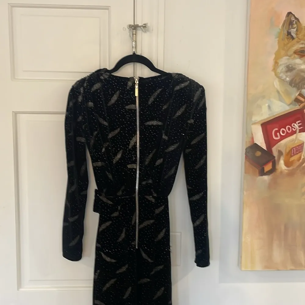 Stunning Bronx and Banco Carina Gown Velvet Maxi Dress Evening XS Black Silver - Image 6