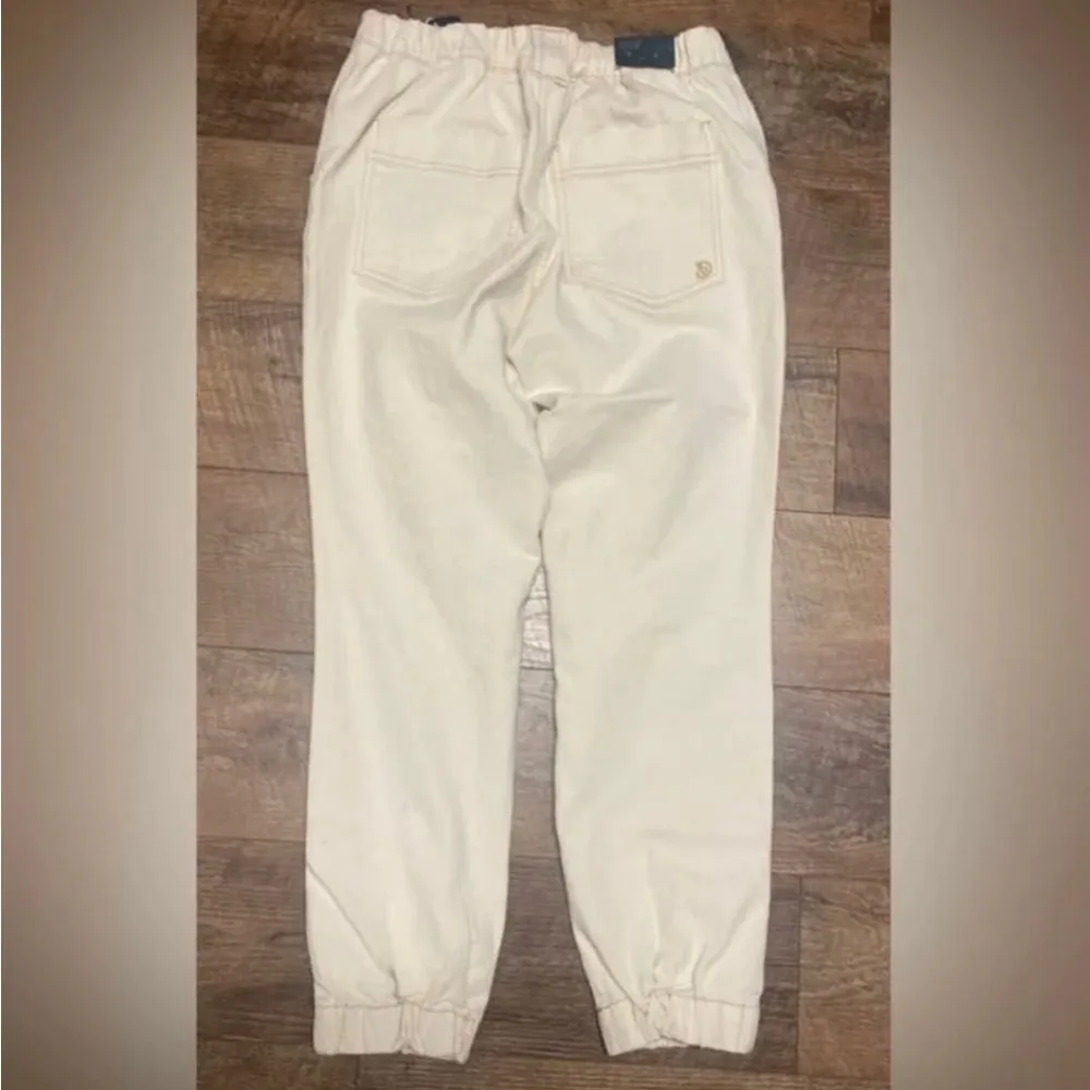 NWT Indigo Rein Pleated Cream/Off White Denim Joggers Size 27/7 - Image 6