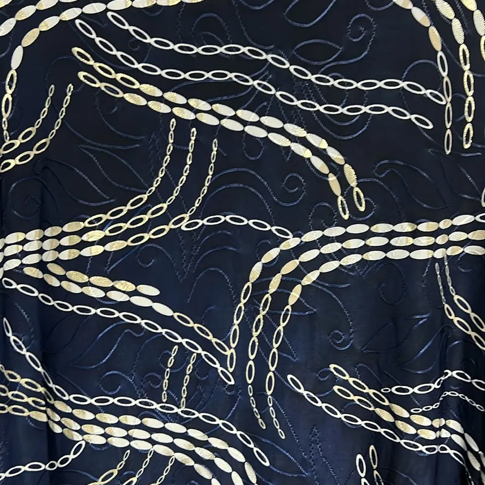 JM Collection  Jacquard-Print Metallic Top - Medium petite - Blue, white, Gold - Image 2