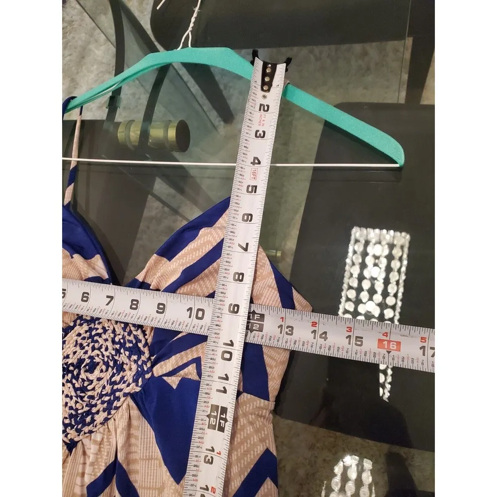 Gievergate Women's Beige & Blue Sweetheart Neck Sleeveless Long Maxi Dress M Size M - Image 7