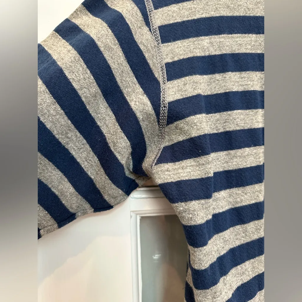 Vintage 80’s Calvin Klein Striped Navy & Gray Sweater Midi Dress Size Large L - Image 4