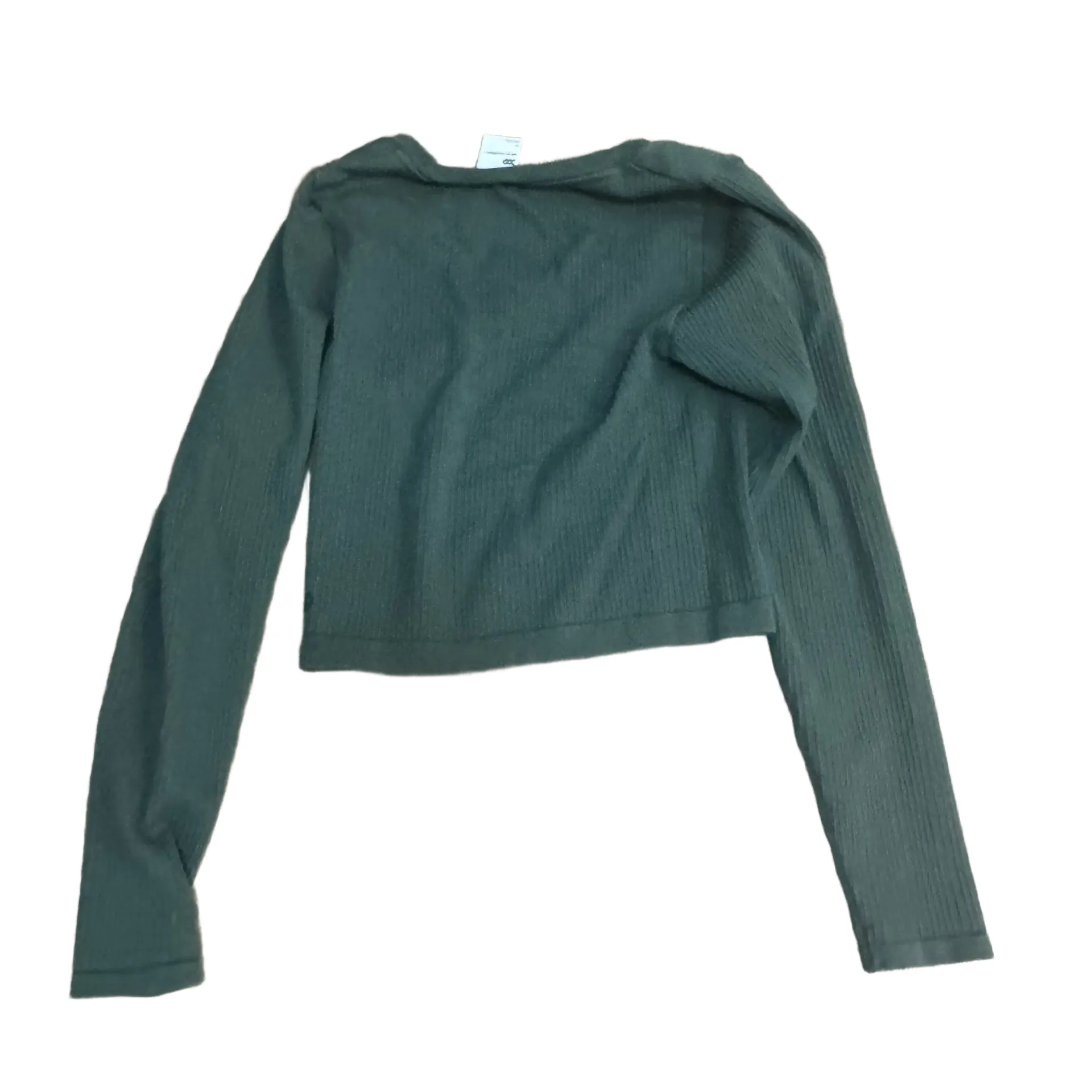 All In Motion Top Size M Dark Green Ribbed Cropped Long Sleeve Athleisure Casual - Image 2