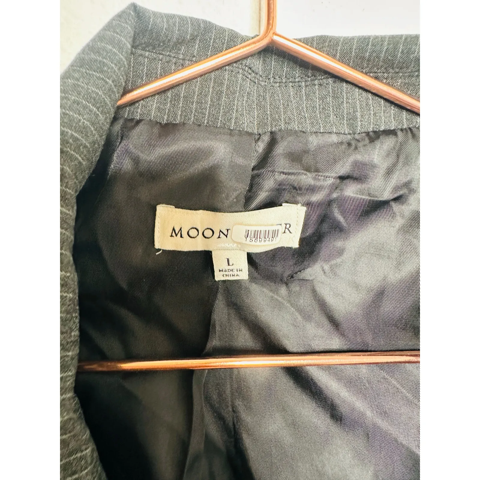 MOON RIVER Gray Pinstripe Double Layered Front Button Blazer Jacket sz Medium - Image 7
