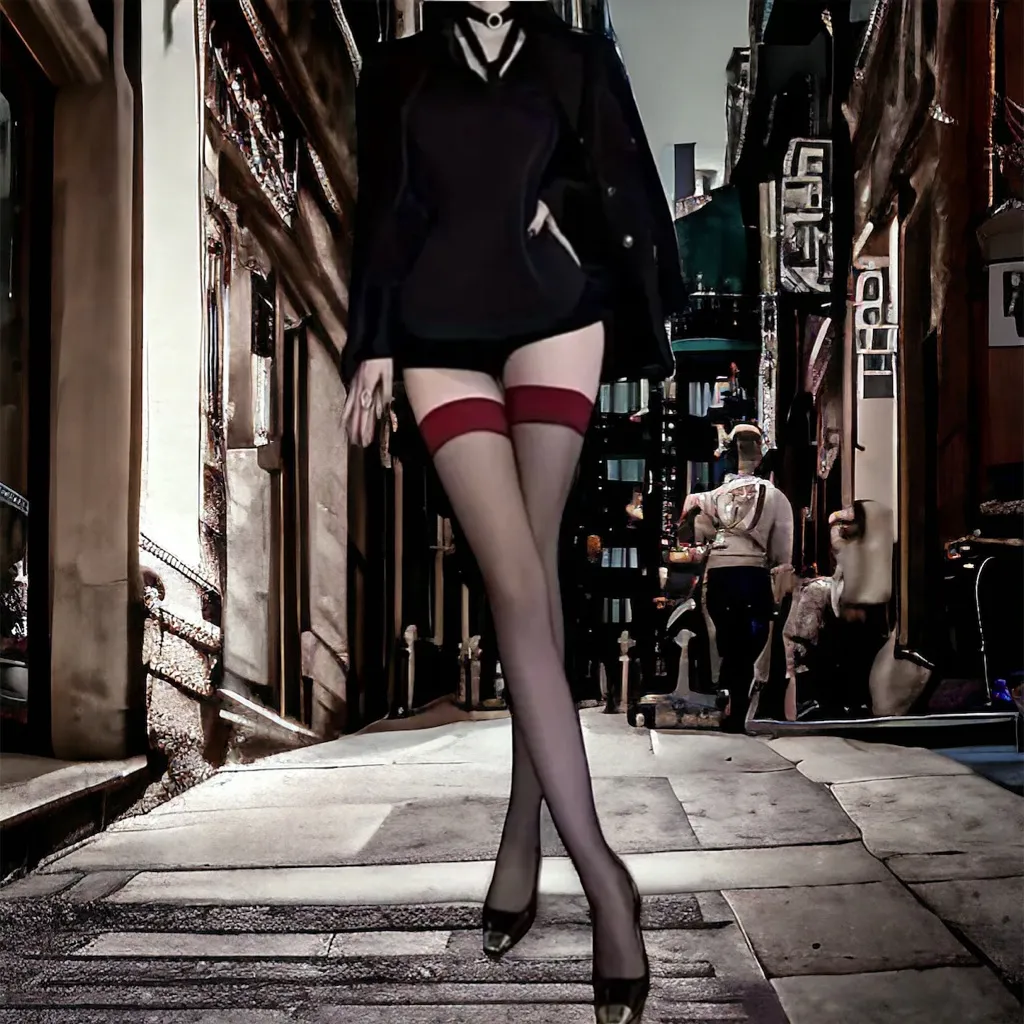 1 Pair Thin Light‎ Two Tone, Control Top Sheer Over The Knee Socks One Size Black - Image 9