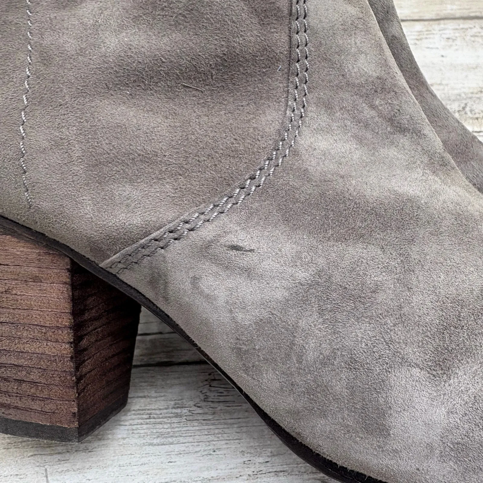 Boden Ankle Booties Sz 40/US 8.5 Gray Suede Size Zip Western Casual Boho Cowgirl - Image 13