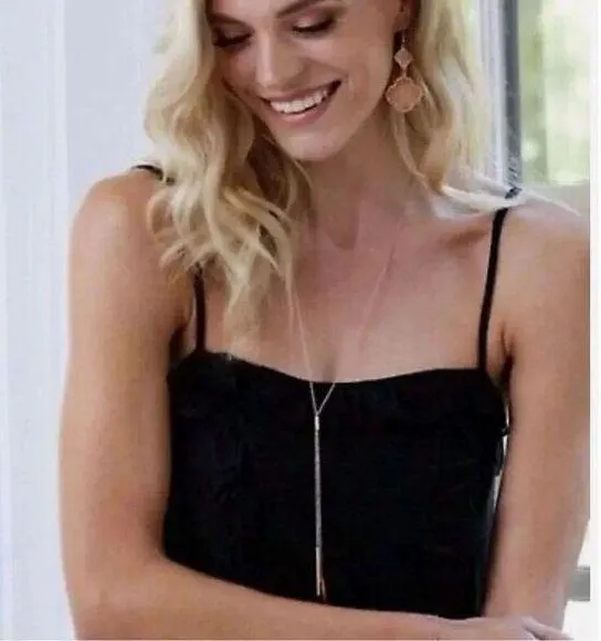 PARK LANE JEWELRY | "Eve" Necklace Rose Gold Lariat "Y" Style Delicate Bar Ends - Image 2