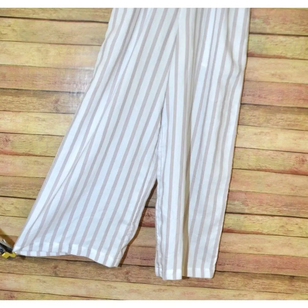 En Creme Ladies S Crop Wide Leg Striped Jumpsuit Romper Sleeveless Embroidered - Image 4