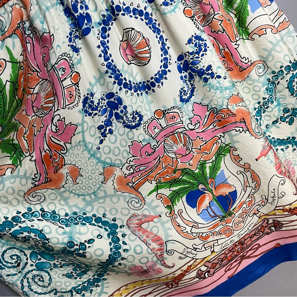 Anthropologie Collette Dinningan Dress Tied Acionna Silk Size 12 V-Neck Eclectic - Image 17