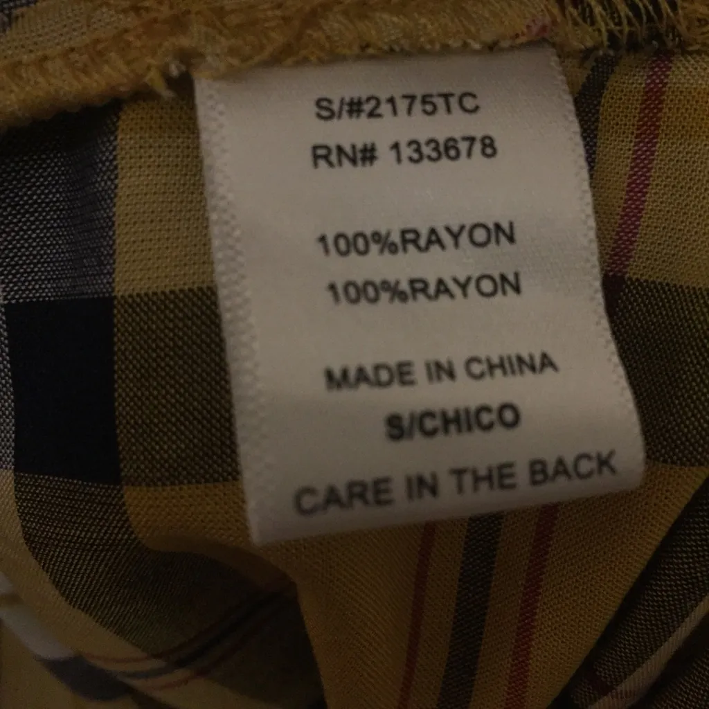 Yellow Plaid Love Tree Button Down Knott Front Top - Size Small - Image 6