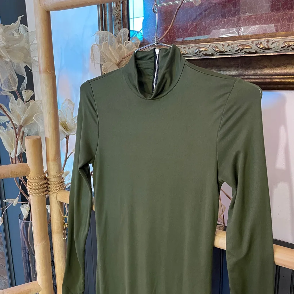 BumpSuit Gigi Jumpsuit Long Sleeve Mock Neck Olive Green Maternity - Image 7