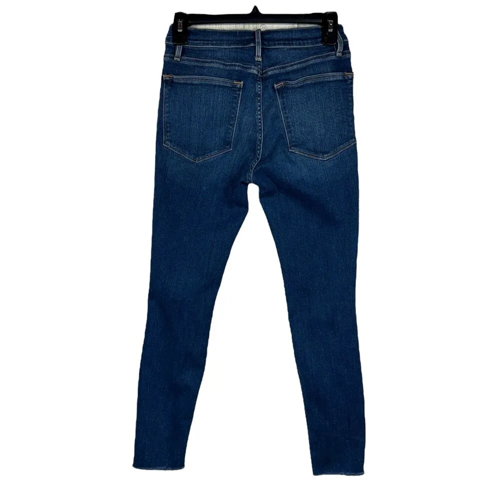 FRAME SZ 26 Le High Skinny Crop Jeans Distressed Zip-Fly Mid-Rise Fray Gaby Wash - Image 4