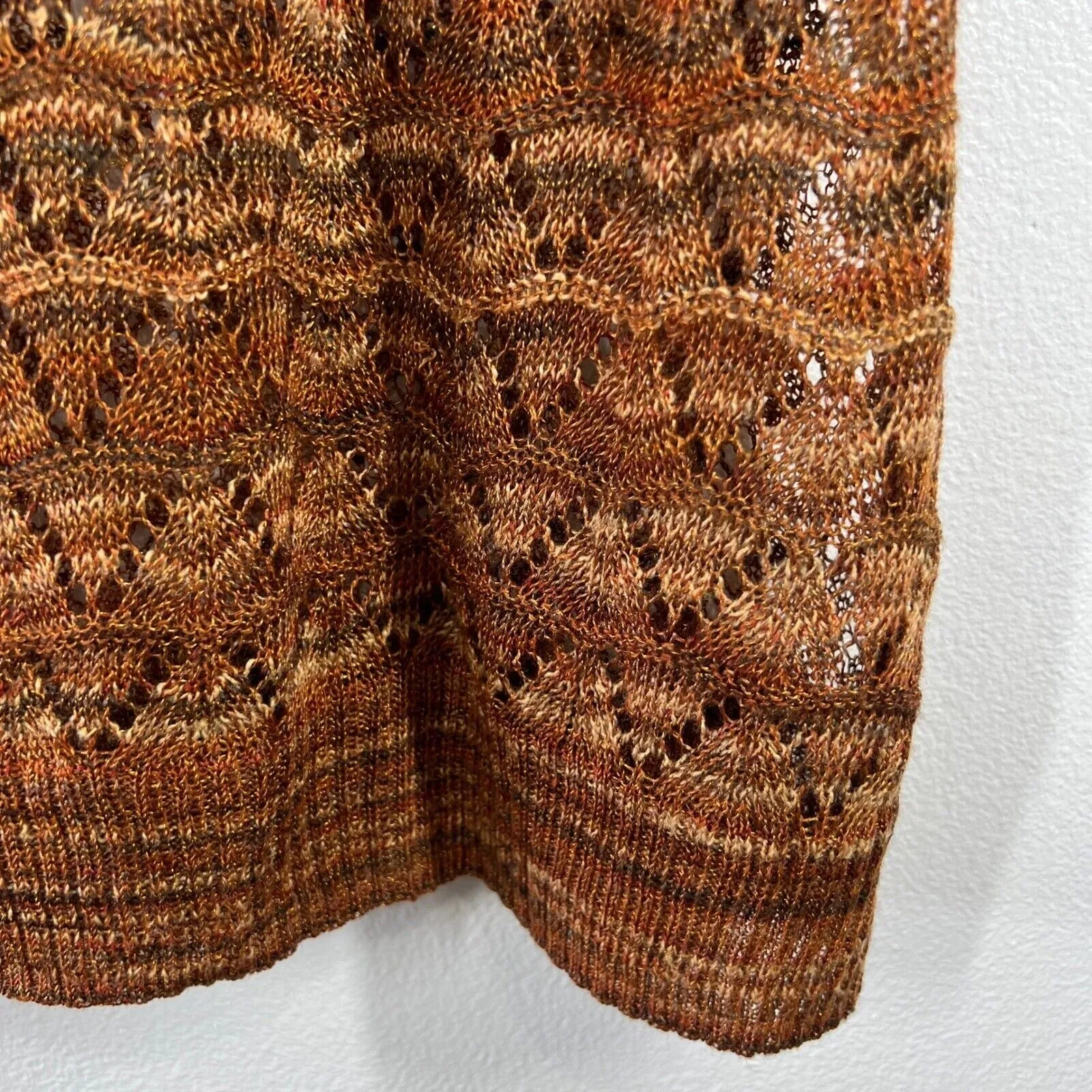 Catherines Tunic Sweater Cowl Neck Open Knit Pullover Earth Tone 3/4 Sleeve 1X - Image 7