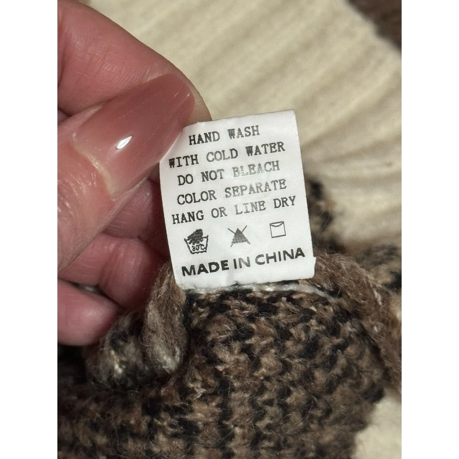 Anthropologie Luna Ivy Teddy Bear Long Sleeve Pullover Sweater Size Small Preppy Brown - Image 8