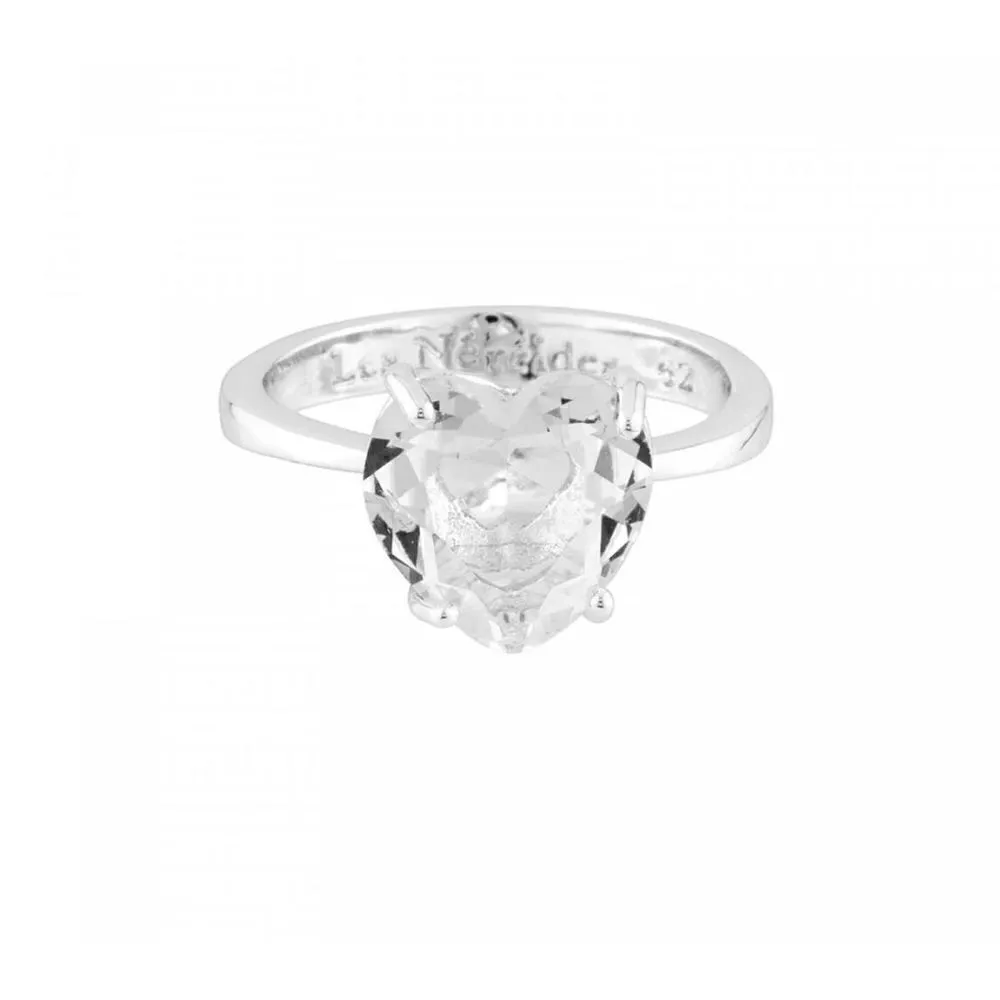 Les Nereides Ladies Silver Crystal Heart Ring Silver - Image 4