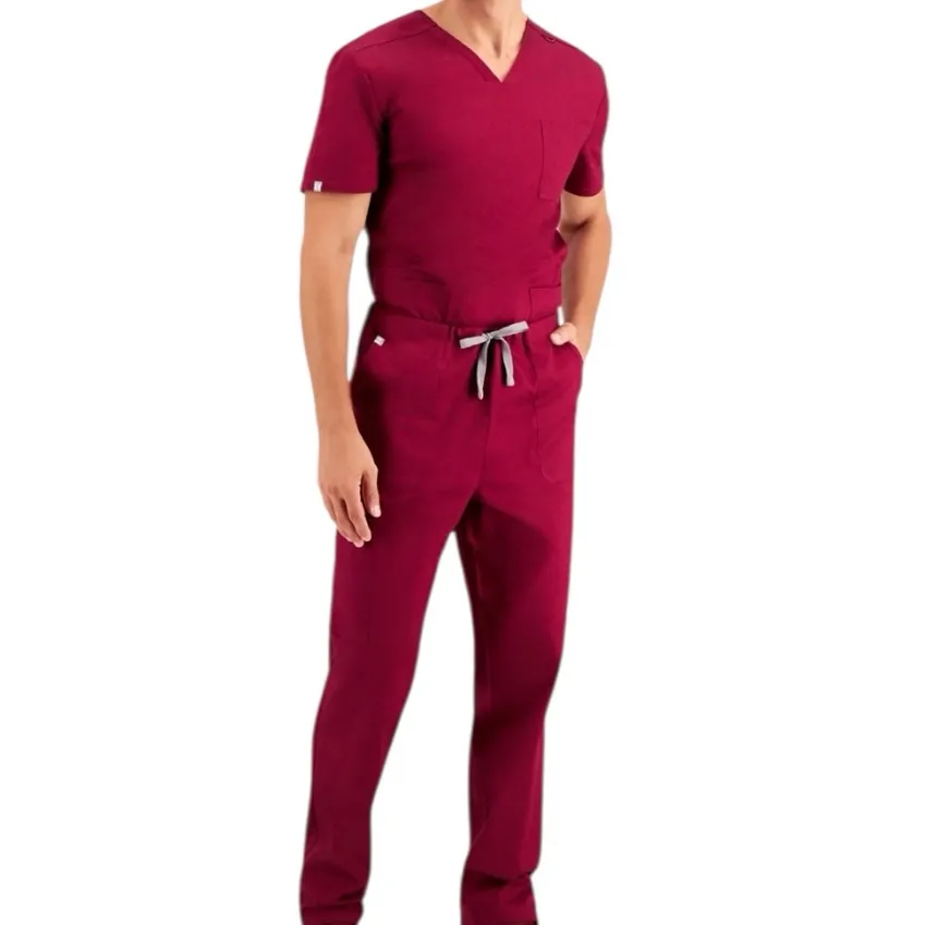Hanes Scrub Set Unisex Deep Red Burgundy NEW size small - Image 7