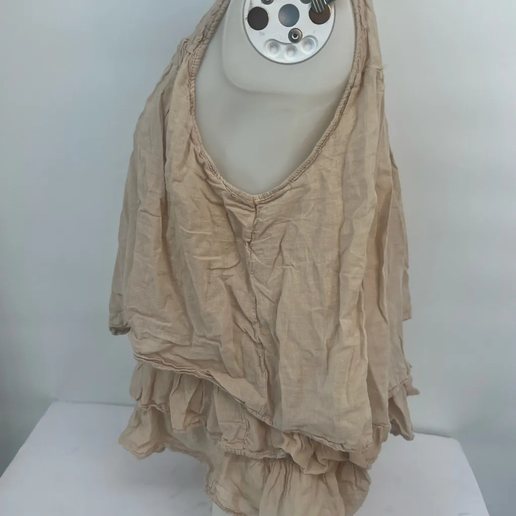 Tiziana Cervasio cream sleeveless ruffled top made in Italy Size M - Image 3