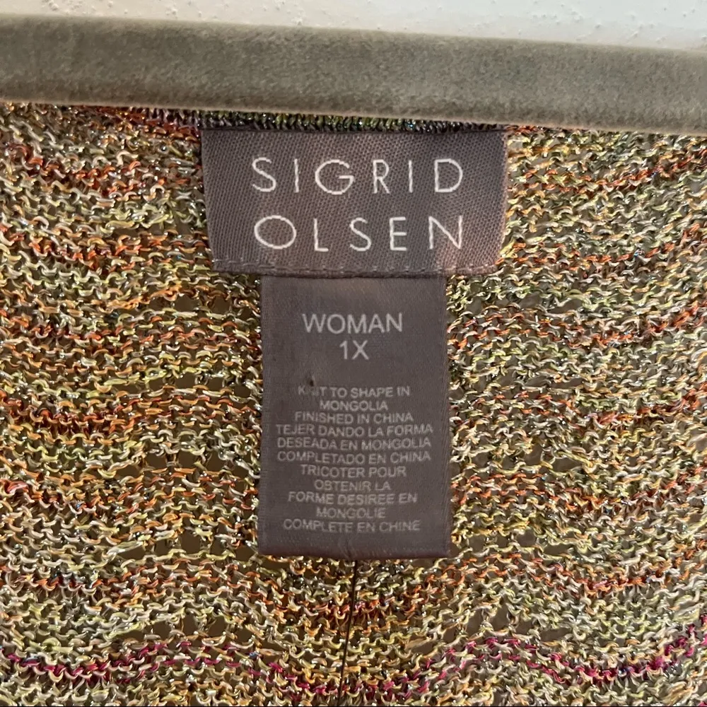 Sigrid Olsen Shell Multicolored Knit Open Front Sleeveless Tank Sz 1X NWT - Image 5