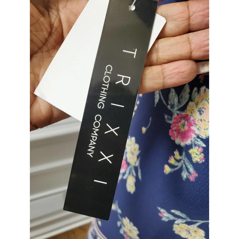 Trixxi Women's Blue Polyester Long Sleeve Halter Neck Knee Length Dress Size L - Image 7