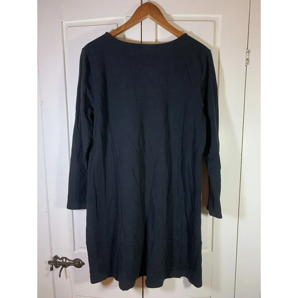 J Jill Pure Jill Tunic Womens XL Top Coastal‎ Boho Lagenlook Minimalistndi Black - Image 4