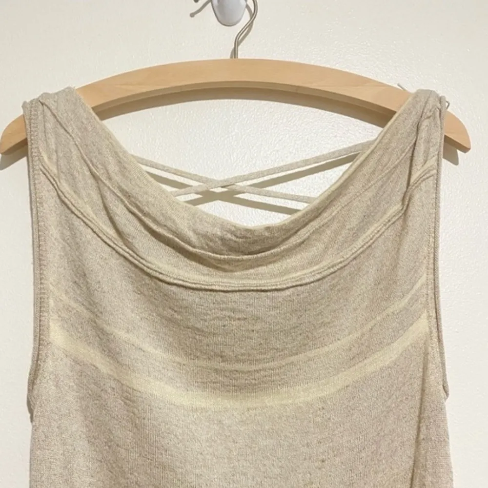 Greylin linen blend crew neck neutral colors striped  sleeveless dress - Image 5