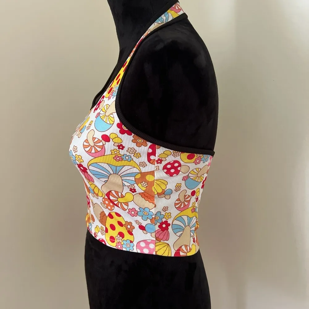 Romwe Mushroom Print Halter Top - Image 2