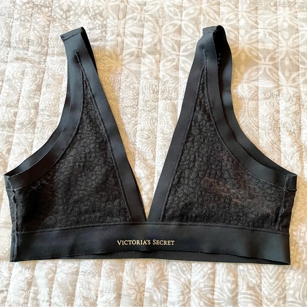 Victoria’s Secret Black Sheer Leopard Lace Bralette Bra Extra Small - Image 6