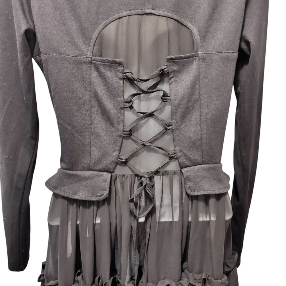 Hot Topic Black Sweetheart Double-Breasted Tiered Ruffle Jacket S Steampunk Goth - Image 10