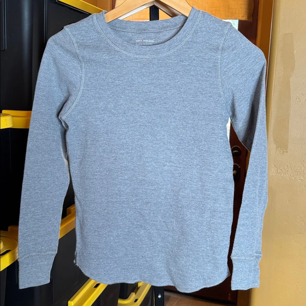 Warm Essentials by Cuddl Duds Waffle Thermal Top Graphite Heather Size Small - Image 4