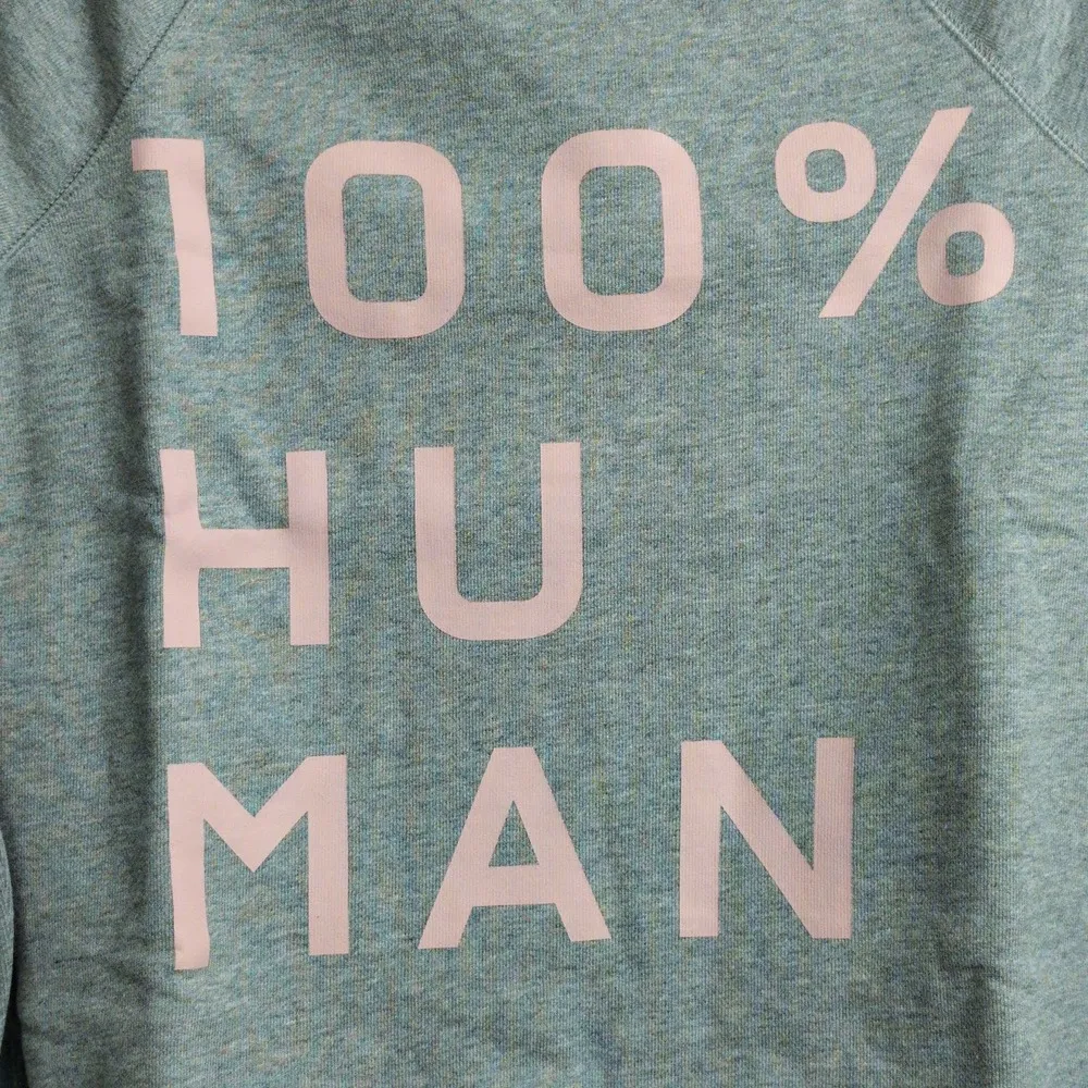 Everlane French Terry 100% Human Spellout Sweatshirt Unisex Gray Pink XXXS New - Image 2