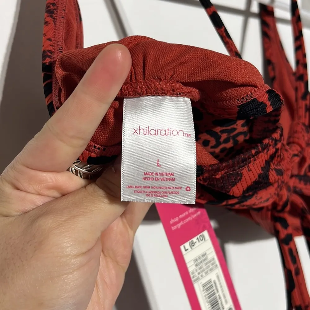 NEW Xhilaration Juniors Red Animal Print Bikini Top Size L (8-10) - Image 6
