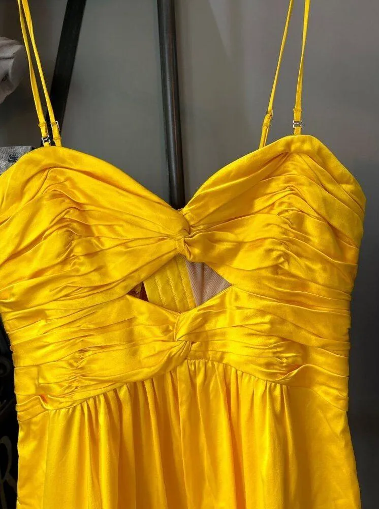 CINQ À SEPT Beck Silk Cutout Mini Dress Dandelion Womens Size 8 - Image 8