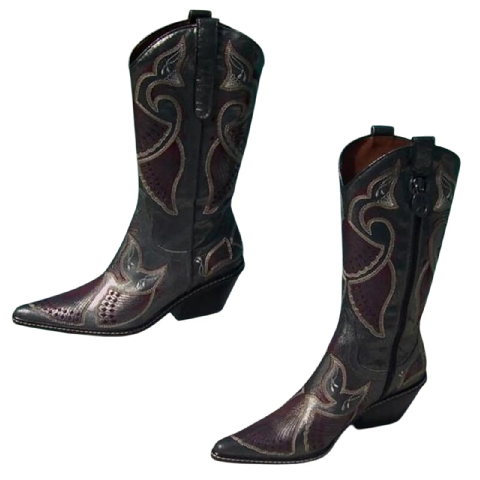 Donald Pliner Western Black Metallic Leather Intricate Stitch Boot New $750 NWT Size 5.5 - Image 4