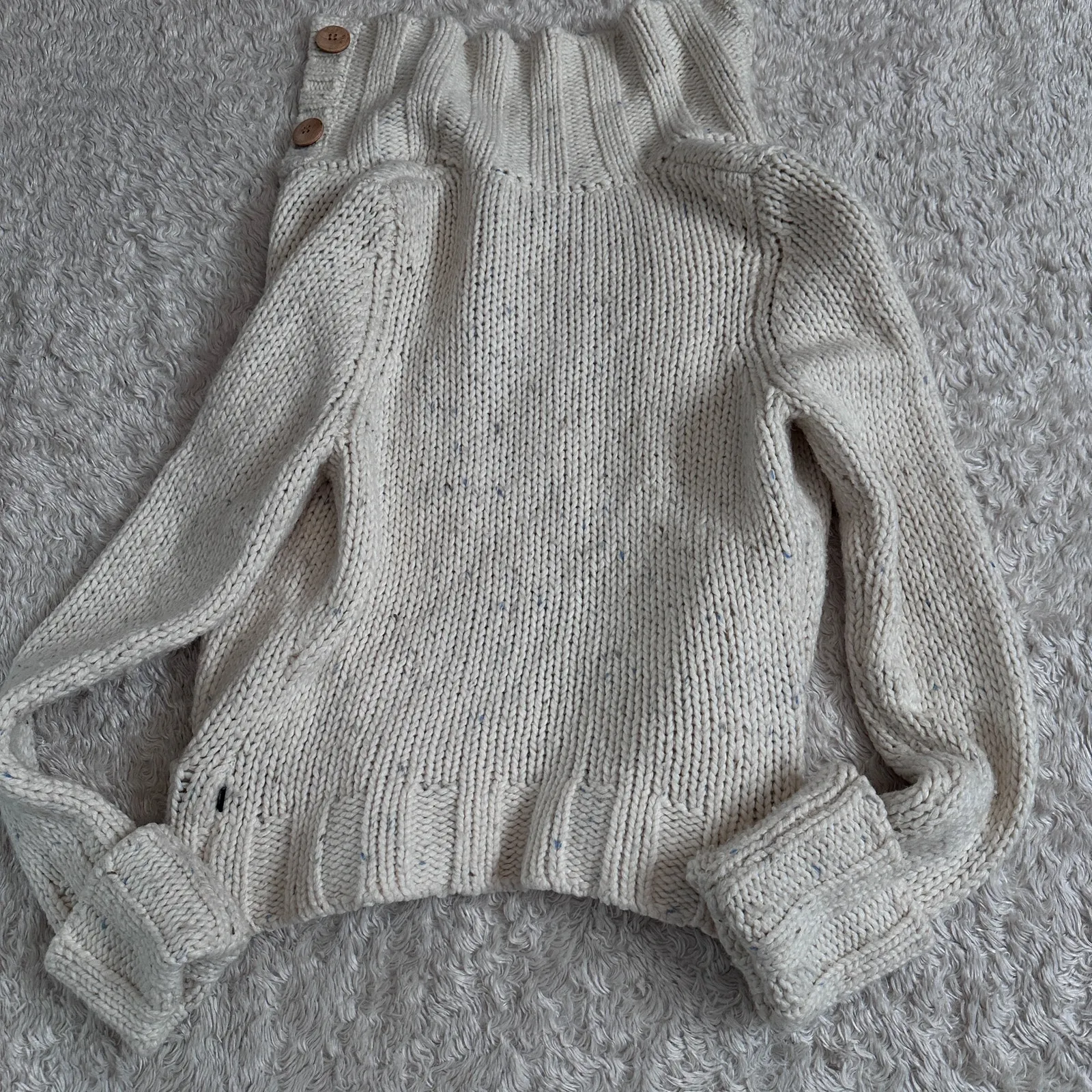 Vintage Abercrombie & Fitch Lambswool Knit Chunky Cardigan Sweater Wood Buttons - Image 6