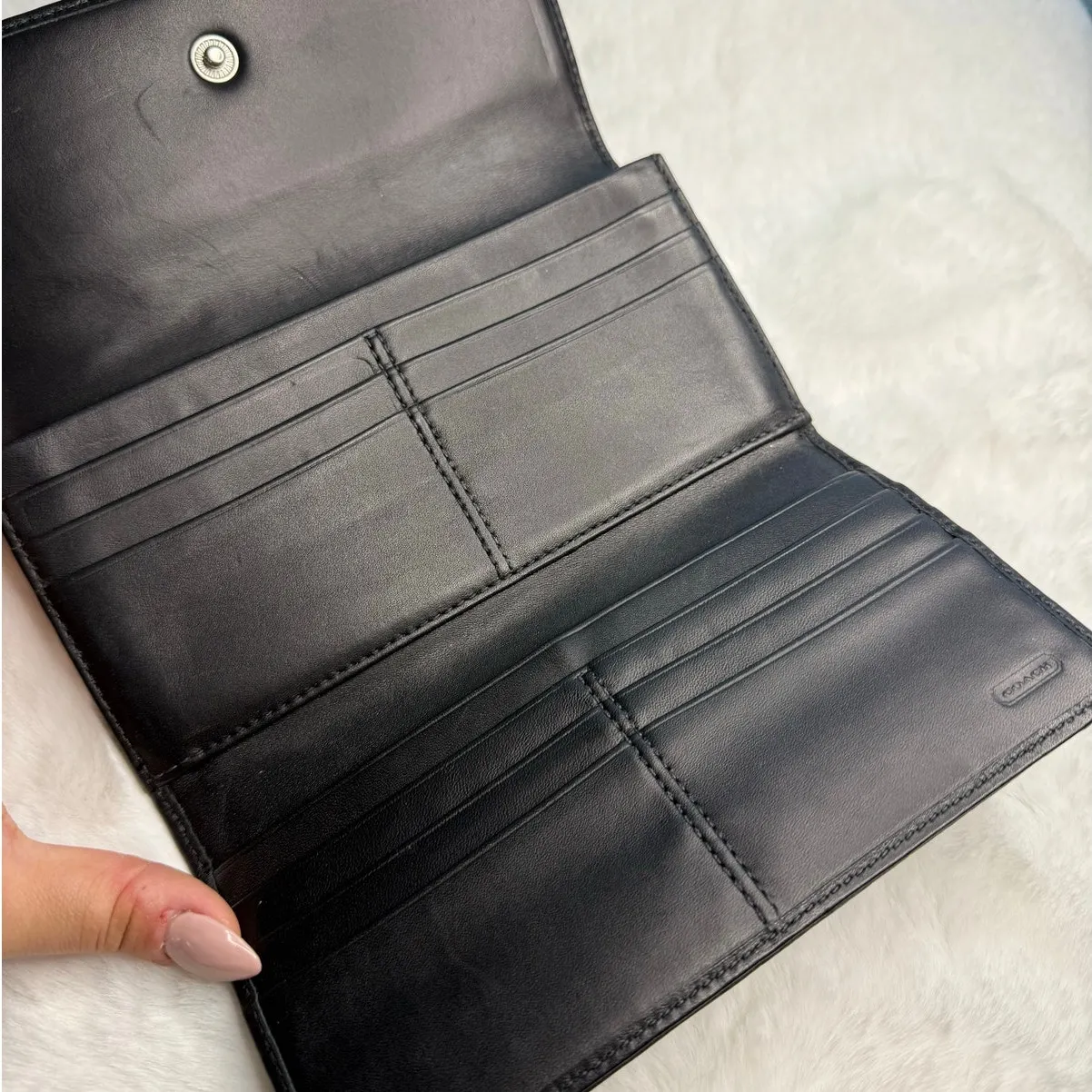 COACH Black Signature Canvas Wallet - Image 8