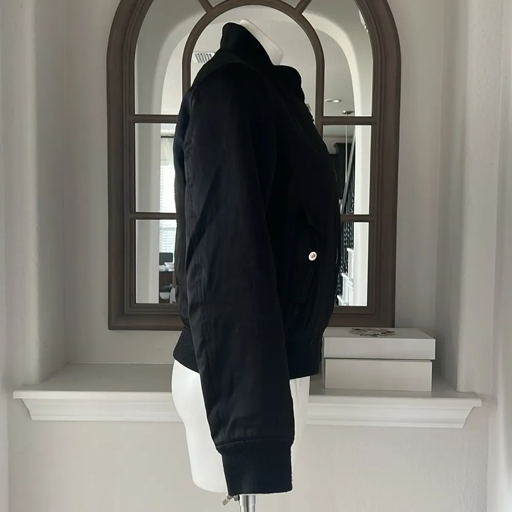 Maje Bart Bomber Jacket in Black, Size EU 40 Retail $480 - Image 5