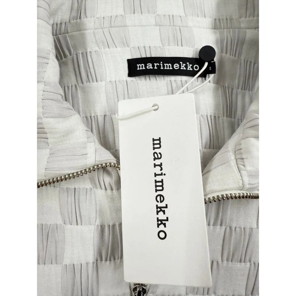 NOS Marimekko Cyrena 2 Kukko Ja Kana Dress White Sz M Dress Wht/Gry Check Size M - Image 8